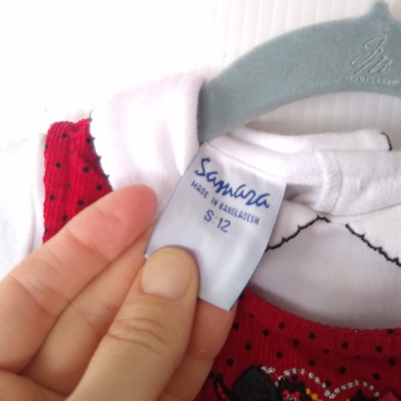 VINTAGE Scottie dog applique red corduroy jumper & onsie dress outfit - Picture 5 of 7